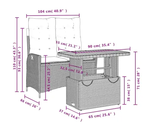 2-Daļīgs Dārza Mēbeļu Komplekts, Matrači, Bēša Pe Rotangpalma Vidaxl