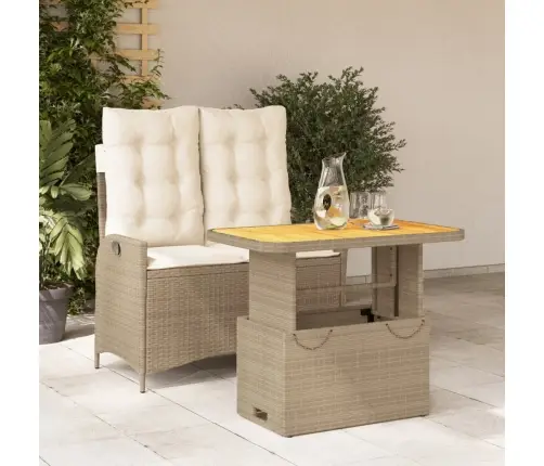 2-Daļīgs Dārza Mēbeļu Komplekts, Matrači, Bēša Pe Rotangpalma Vidaxl