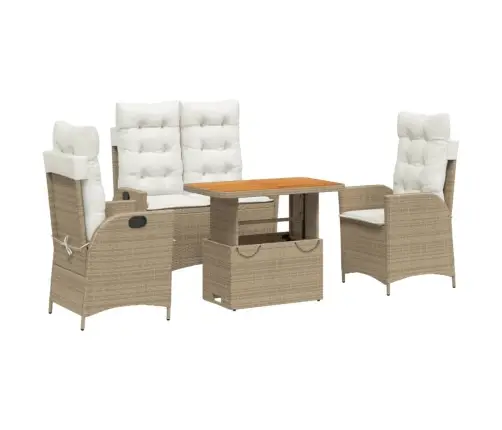 4-Osaline Aiamööbli Komplekt Patjadega, Beež, Polürotang