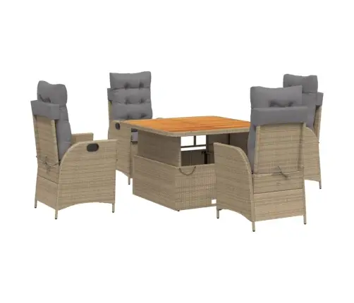 Sodo Komplektas Su Pagalvėlėmis, 5 Dalių, Smėlio, Poliratanas