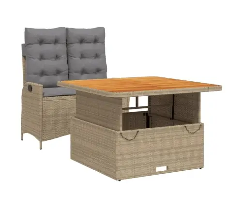 2-Osaline Aiamööbli Komplekt Patjadega, Beež, Polürotang