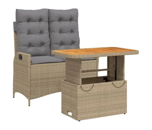 Sodo Komplektas Su Pagalvėlėmis, 2 Dalių, Smėlio, Poliratanas