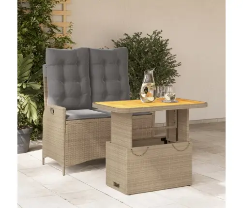 Sodo Komplektas Su Pagalvėlėmis, 2 Dalių, Smėlio, Poliratanas