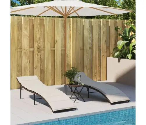 Sauļošanās Zviļņi, 2 Gab., Ar Matračiem, Brūna Pe Rotangpalma Vidaxl