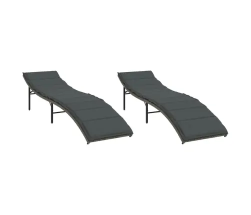 Sauļošanās Zviļņi, 2 Gab., Ar Matračiem, Pelēks Pe Rotangpalma Vidaxl Sauļošanās Zviļņi, 2 Gab., Ar Matračiem, Pelēks Pe Rotangpalma Vidaxl