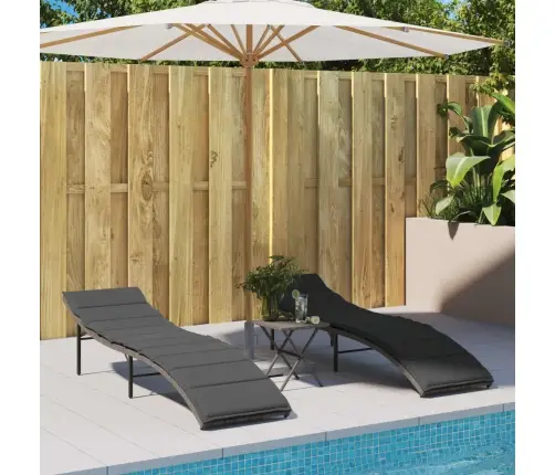 Sauļošanās Zviļņi, 2 Gab., Ar Matračiem, Pelēks Pe Rotangpalma Vidaxl Sauļošanās Zviļņi, 2 Gab., Ar Matračiem, Pelēks Pe Rotangpalma Vidaxl