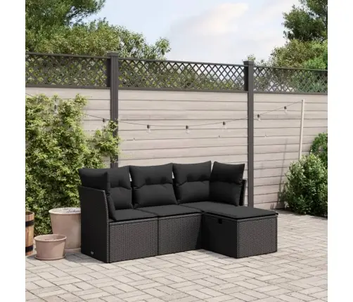 4-Daļīgs Dārza Dīvāna Komplekts Ar Matračiem, Pe Rotangpalma Vidaxl