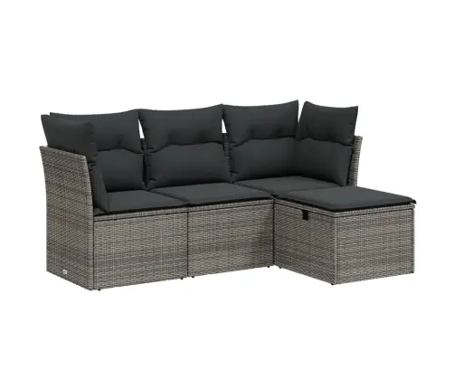 4-Daļīgs Dārza Dīvāna Komplekts Ar Matračiem, Pelēks Pe Pinums Vidaxl