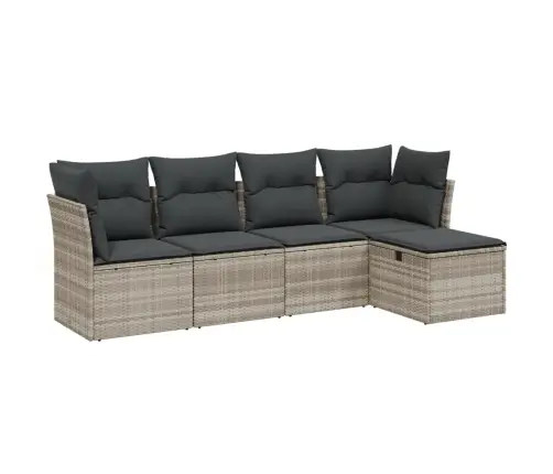 5-Osaline Aiamööblikomplekt Patjadega, Helehall, Polürotang