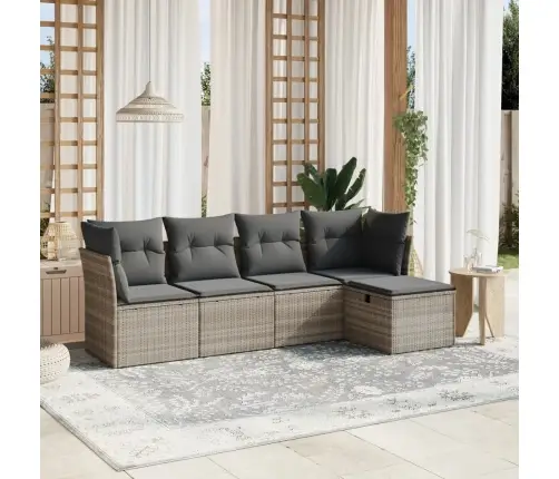 5-Osaline Aiamööblikomplekt Patjadega, Helehall, Polürotang