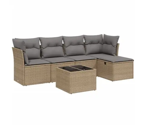 Sofos Komplektas Su Pagalvėlėmis, 6 Dalių, Smėlio, Poliratanas