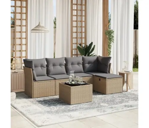 Sofos Komplektas Su Pagalvėlėmis, 6 Dalių, Smėlio, Poliratanas