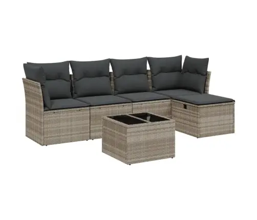 Sofos Komplektas Su Pagalvėlėmis, 6 Dalių, Pilkas, Poliratanas