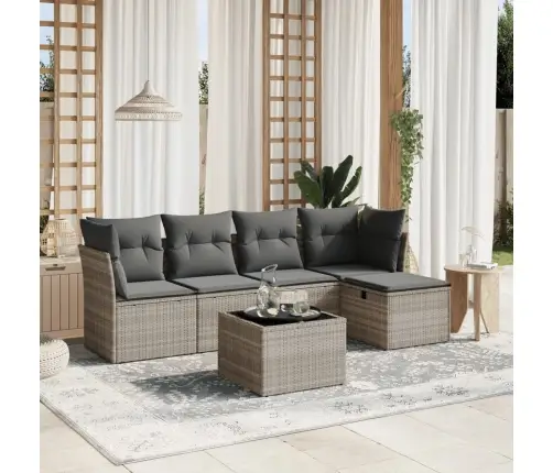 Sofos Komplektas Su Pagalvėlėmis, 6 Dalių, Pilkas, Poliratanas