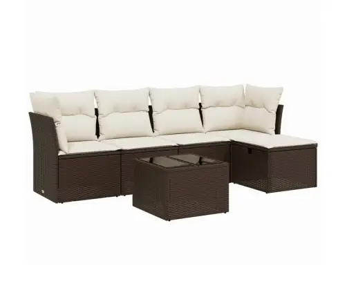 6-Daļīgs Dārza Dīvānu Komplekts, Matrači, Brūna Pe Rotangpalma Vidaxl