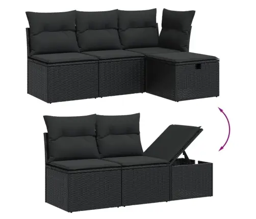 6-Osaline Aiadiivani Komplekt Patjadega, Must, Polürotang