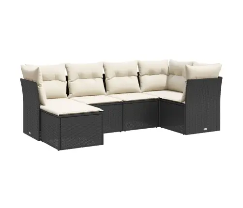 6-Daļīgs Dārza Dīvāna Komplekts, Matrači, Melna Pe Rotanpalma Vidaxl