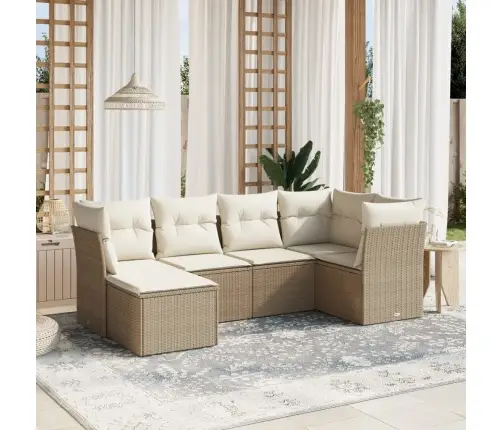 6-Daļīgs Dārza Dīvāna Komplekts, Matrači, Bēša Pe Rotangpalma Vidaxl