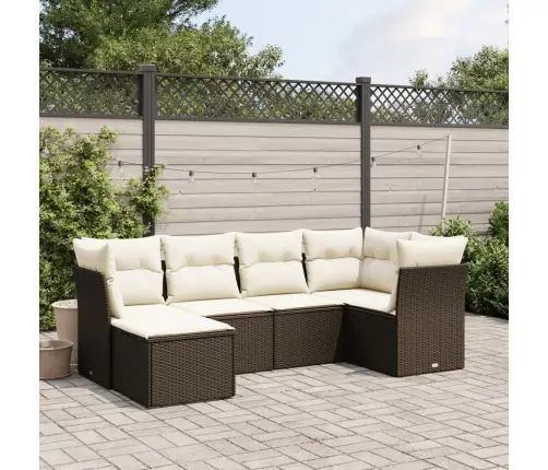 Sofos Komplektas Su Pagalvėlėmis, 6 Dalių, Rudas, Poliratanas