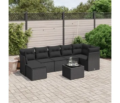 8-Daļīgs Dārza Dīvāna Komplekts, Matrači, Melna Pe Rotangpalma Vidaxl