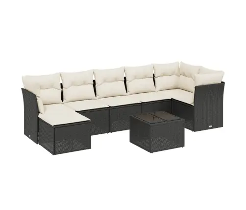 Sofos Komplektas Su Pagalvėlėmis, 8 Dalių, Juodas, Poliratanas