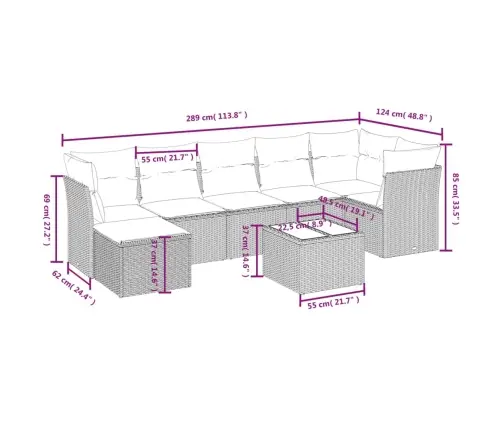 Sofos Komplektas Su Pagalvėlėmis, 8 Dalių, Juodas, Poliratanas