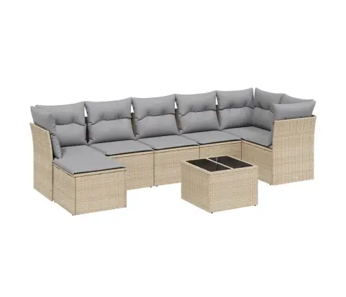 Sofos Komplektas Su Pagalvėlėmis, 8 Dalių, Smėlio, Poliratanas