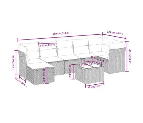 8-Osaline Aiadiivani Komplekt Patjadega, Helehall, Polürotang