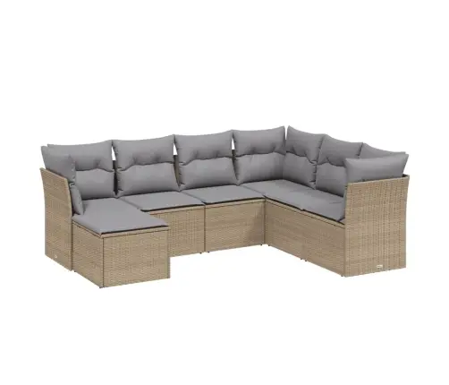 7-Daļīgs Dārza Dīvāna Komplekts Ar Matračiem,Pe Rotangpalma Vidaxl