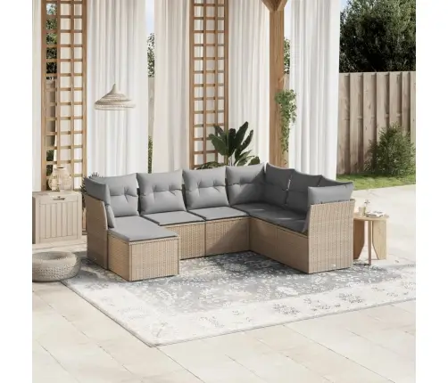 7-Daļīgs Dārza Dīvāna Komplekts Ar Matračiem,Pe Rotangpalma Vidaxl