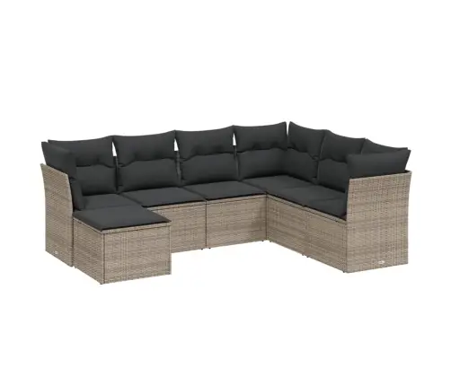 Sofos Komplektas Su Pagalvėlėmis, 7 Dalių, Pilkas, Poliratanas