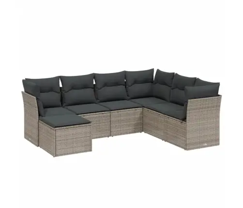 7-Osaline Aiamööblikomplekt Patjadega, Helehall, Polürotang