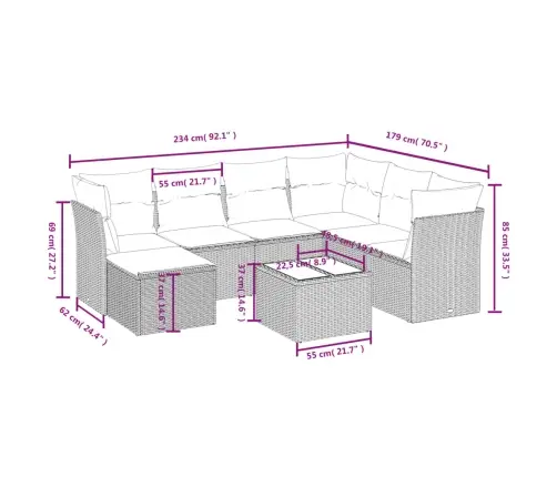 8-Daļīgs Dārza Dīvāna Komplekts, Matrači, Melna Pe Rotangpalma Vidaxl
