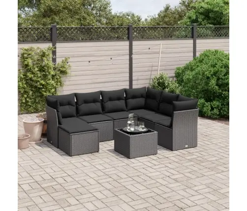 8-Daļīgs Dārza Dīvāna Komplekts, Matrači, Melna Pe Rotangpalma Vidaxl