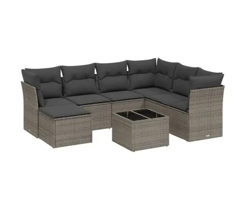 8-Daļīgs Dārza Dīvāna Komplekts Ar Matračiem, Pelēks Pe Pinums Vidaxl