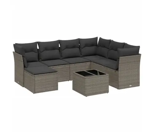 8-Daļīgs Dārza Dīvāna Komplekts,Matrači, Gaiši Pelēka Pe Pinums Vidaxl