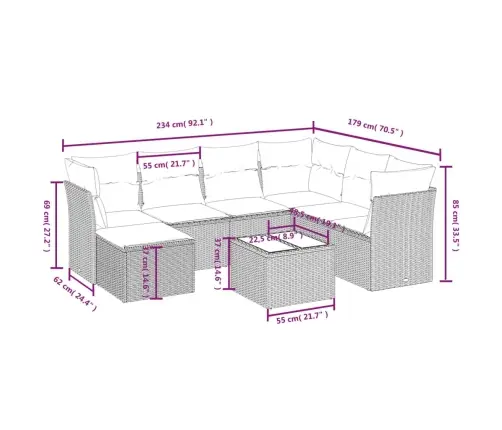 8-Daļīgs Dārza Dīvāna Komplekts,Matrači, Gaiši Pelēka Pe Pinums Vidaxl