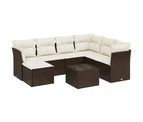 Sodo Komplektas Su Pagalvėlėmis, 8 Dalių, Rudas, Poliratanas