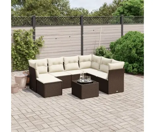 Sodo Komplektas Su Pagalvėlėmis, 8 Dalių, Rudas, Poliratanas