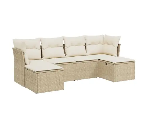 Sofos Komplektas Su Pagalvėlėmis, 6 Dalių, Smėlio, Poliratanas