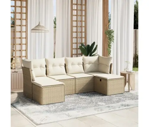 Sofos Komplektas Su Pagalvėlėmis, 6 Dalių, Smėlio, Poliratanas