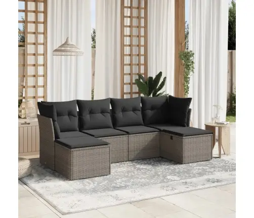 Sofos Komplektas Su Pagalvėlėmis, 6 Dalių, Pilkas, Poliratanas