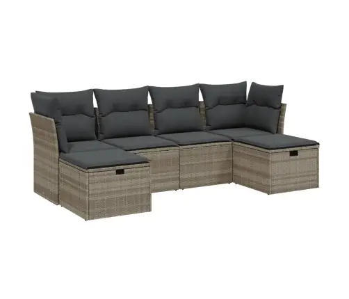 6-Osaline Aiamööblikomplekt Patjadega, Helehall, Polürotang