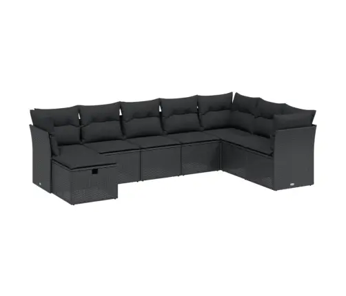 8-Daļīgs Dārza Dīvāna Komplekts, Matrači, Melna Pe Rotangpalma Vidaxl