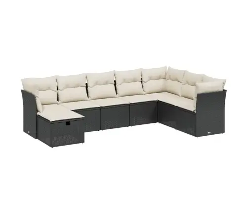 Sofos Komplektas Su Pagalvėlėmis, 8 Dalių, Juodas, Poliratanas