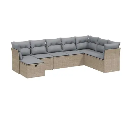 8-Daļīgs Dārza Dīvāna Komplekts, Matrači, Bēša Pe Rotangpalma Vidaxl