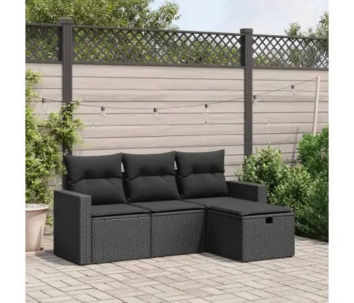 4-Daļīgs Dārza Dīvāna Komplekts Ar Matračiem, Pe Rotangpalma Vidaxl