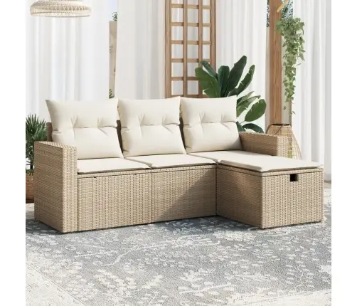 4-Osaline Aiadiivani Komplekt Patjadega, Beež, Polürotang