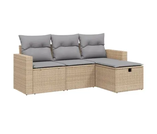 4-Osaline Aiadiivani Komplekt Patjadega, Beež, Polürotang