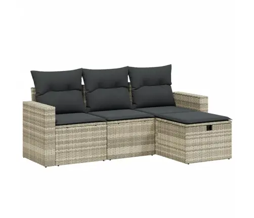 Sofos Komplektas Su Pagalvėlėmis, 4 Dalių, Pilkas, Poliratanas